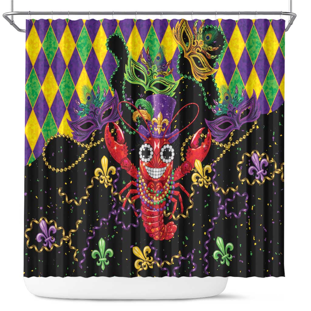 Mardi Gras Crawfish Shower Curtain On Tuesdays We Wear Beads - Wonder Print Shop