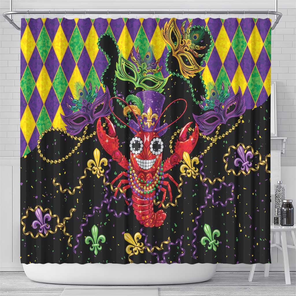Mardi Gras Crawfish Shower Curtain On Tuesdays We Wear Beads - Wonder Print Shop