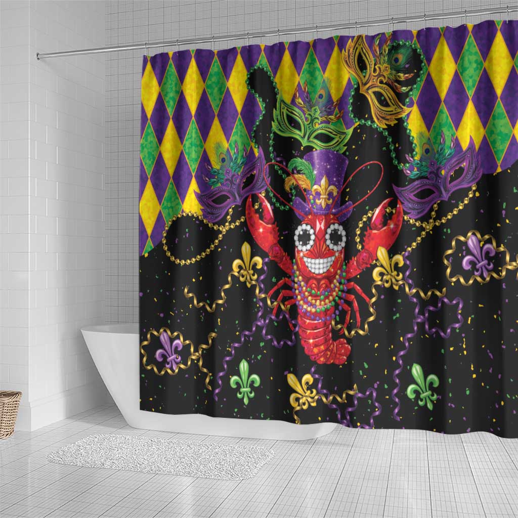 Mardi Gras Crawfish Shower Curtain On Tuesdays We Wear Beads - Wonder Print Shop
