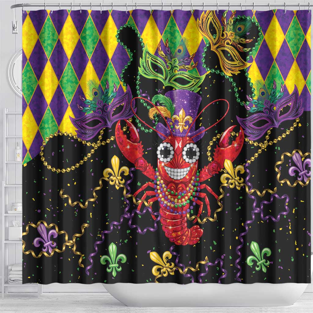 Mardi Gras Crawfish Shower Curtain On Tuesdays We Wear Beads - Wonder Print Shop