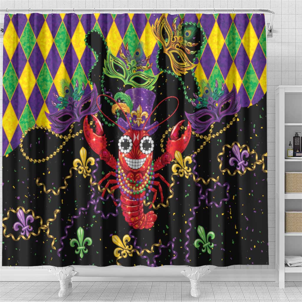 Mardi Gras Crawfish Shower Curtain On Tuesdays We Wear Beads - Wonder Print Shop