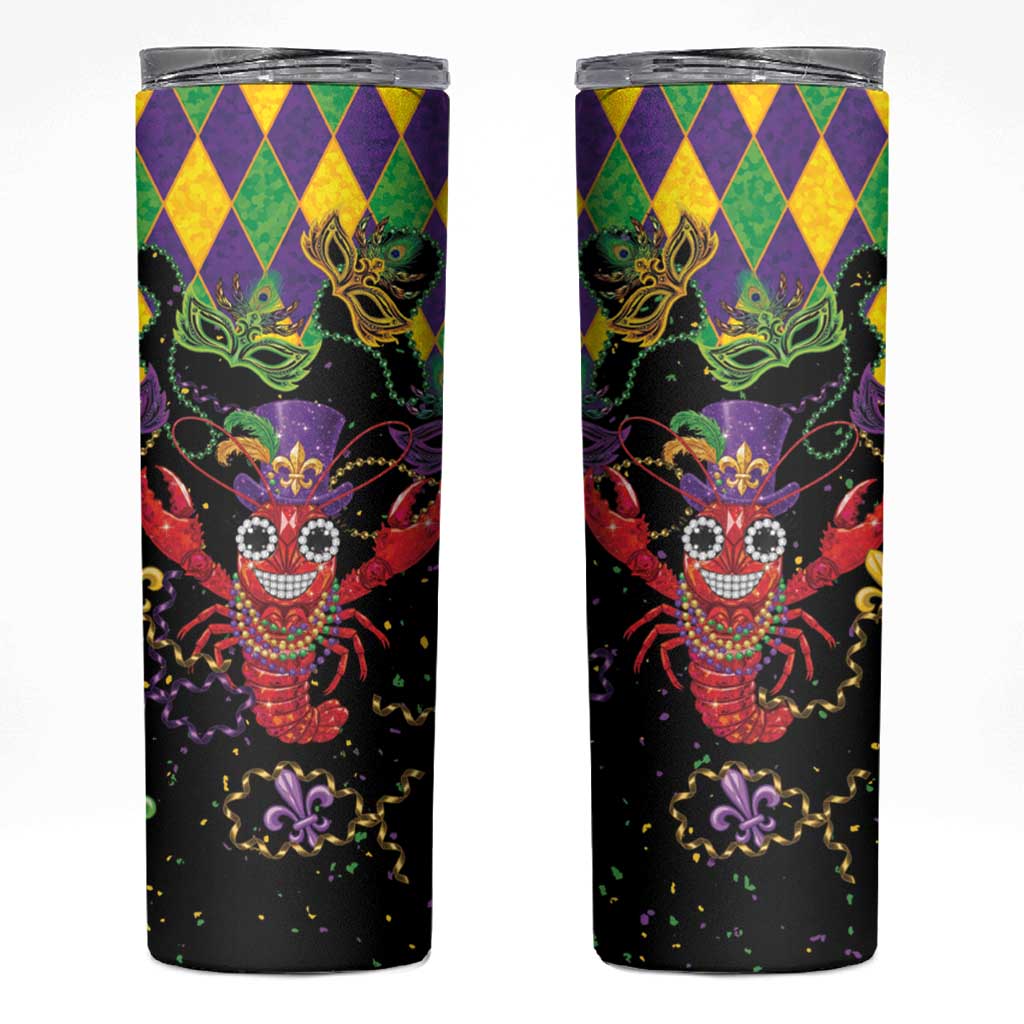 Mardi Gras Crawfish Skinny Tumbler On Tuesdays We Wear Beads - Wonder Print Shop