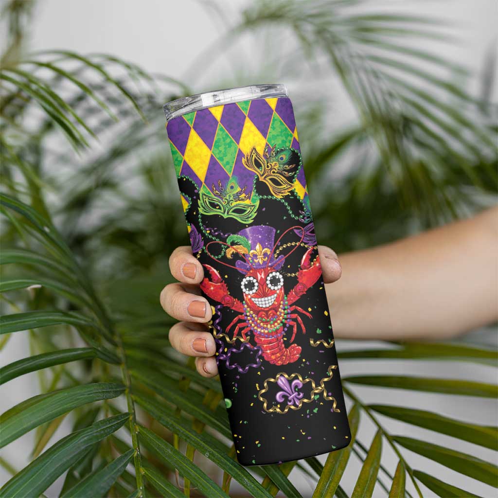 Mardi Gras Crawfish Skinny Tumbler On Tuesdays We Wear Beads - Wonder Print Shop