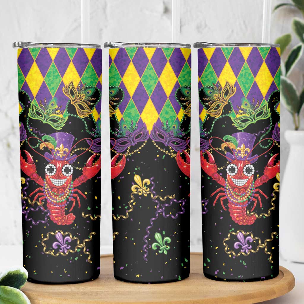Mardi Gras Crawfish Skinny Tumbler On Tuesdays We Wear Beads - Wonder Print Shop