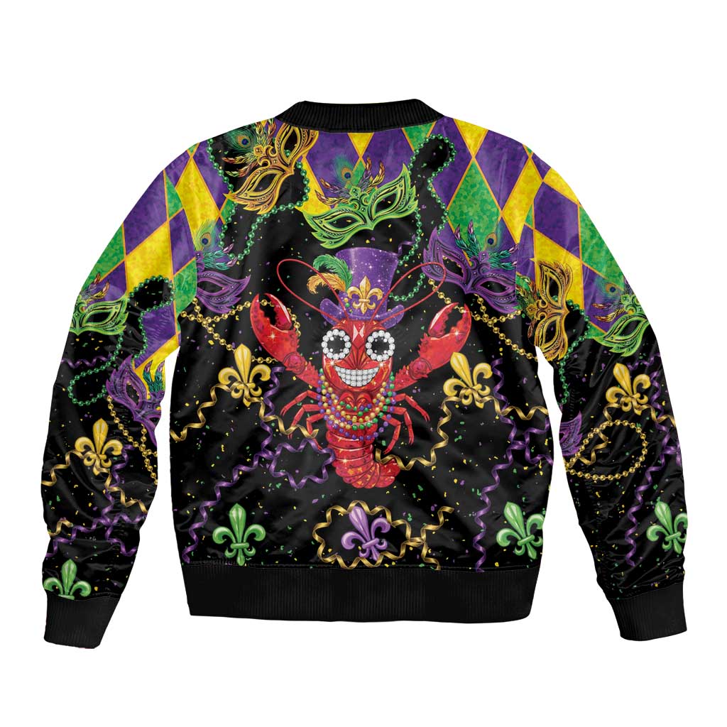 Mardi Gras Crawfish Sleeve Zip Bomber Jacket On Tuesdays We Wear Beads - Wonder Print Shop