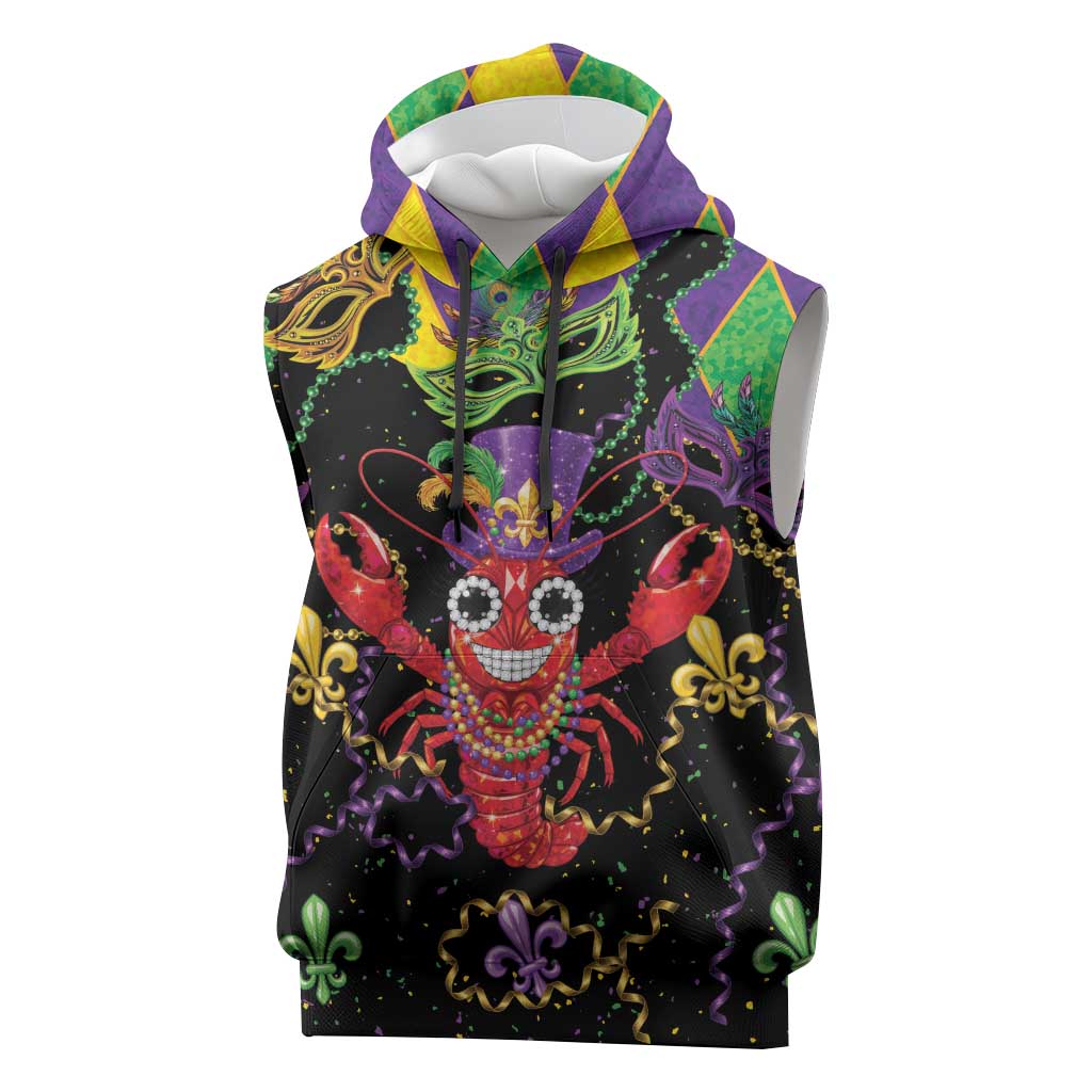Mardi Gras Crawfish Sleeveless Hoodie On Tuesdays We Wear Beads - Wonder Print Shop