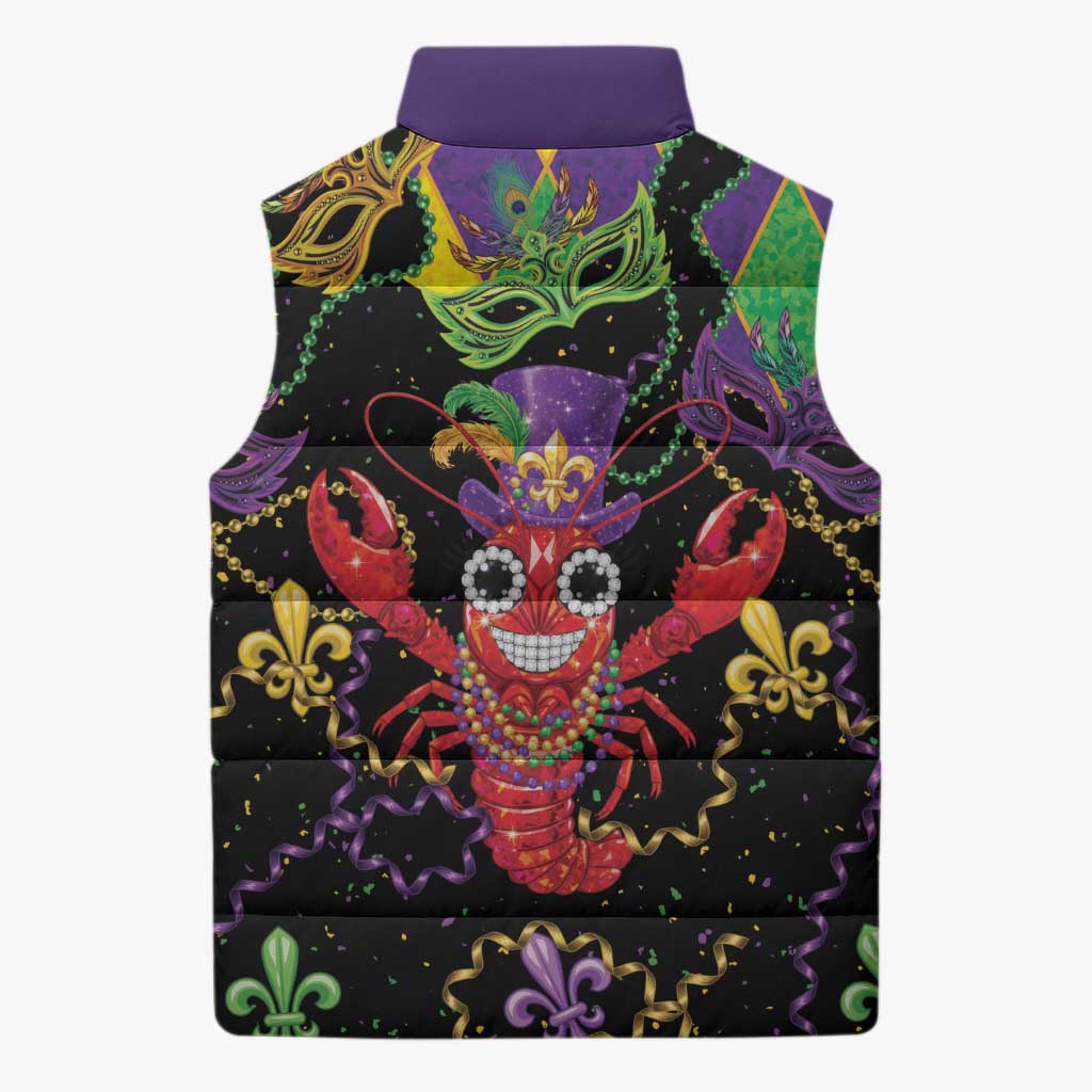 Mardi Gras Crawfish Sleeveless Puffer Jacket On Tuesdays We Wear Beads - Wonder Print Shop