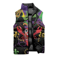 Mardi Gras Crawfish Sleeveless Puffer Jacket On Tuesdays We Wear Beads - Wonder Print Shop