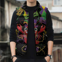 Mardi Gras Crawfish Sleeveless Puffer Jacket On Tuesdays We Wear Beads - Wonder Print Shop