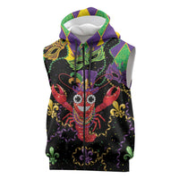 Mardi Gras Crawfish Sleeveless Zip Hoodie On Tuesdays We Wear Beads - Wonder Print Shop
