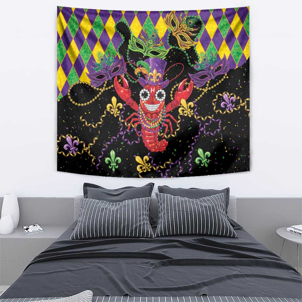 Mardi Gras Crawfish Tapestry On Tuesdays We Wear Beads - Wonder Print Shop