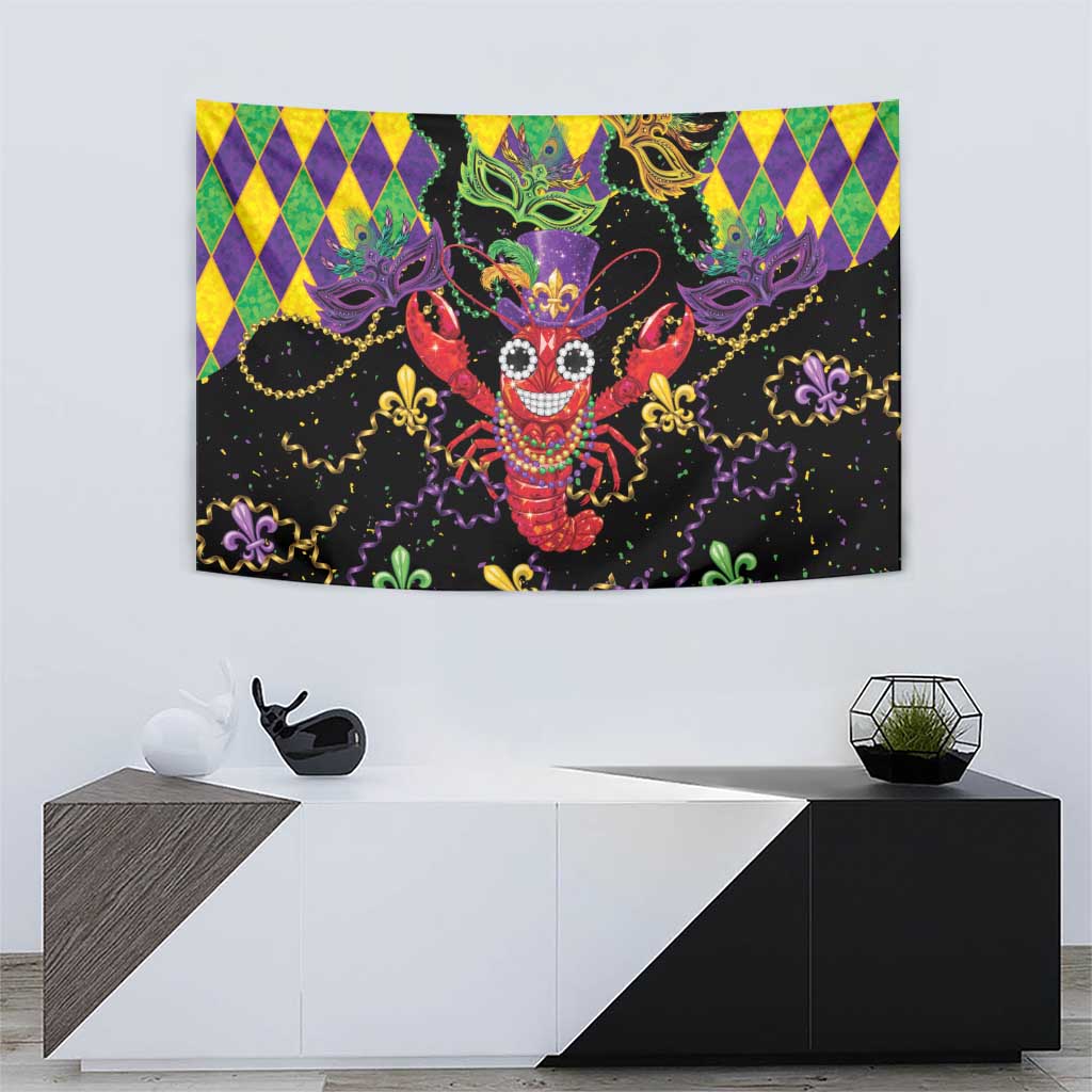 Mardi Gras Crawfish Tapestry On Tuesdays We Wear Beads - Wonder Print Shop