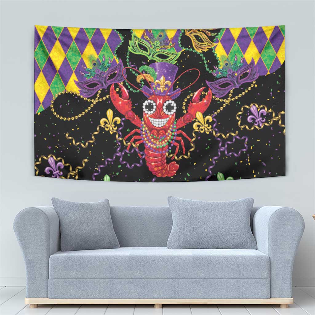Mardi Gras Crawfish Tapestry On Tuesdays We Wear Beads - Wonder Print Shop