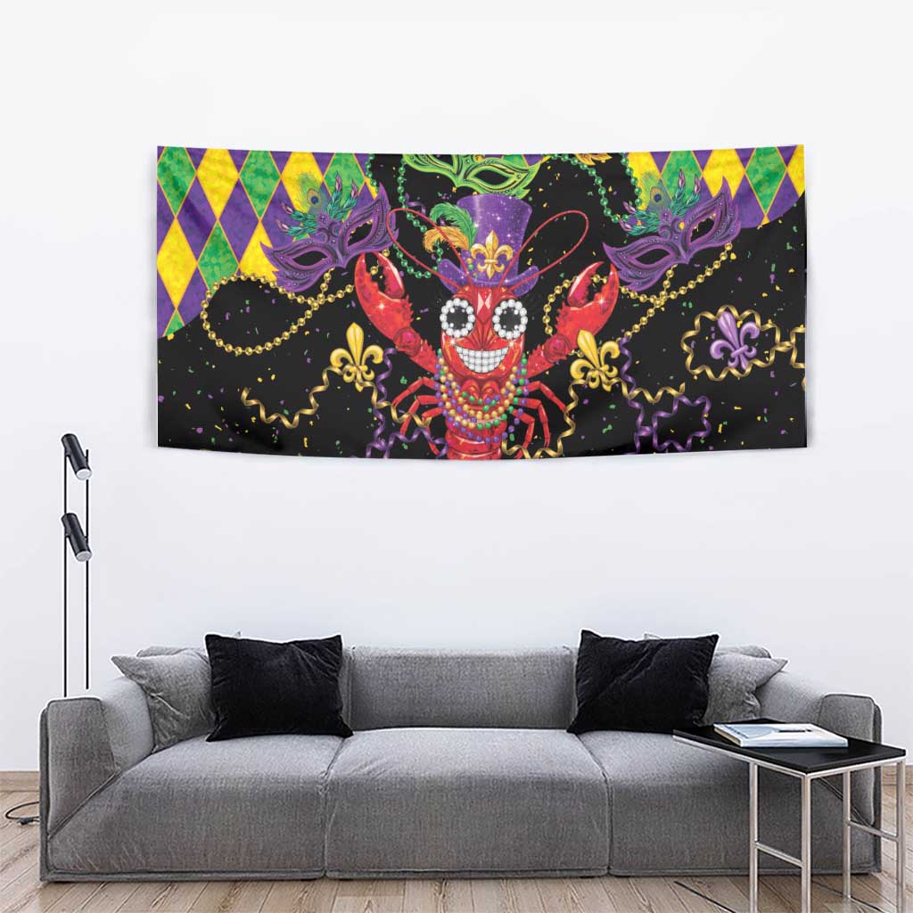 Mardi Gras Crawfish Tapestry On Tuesdays We Wear Beads - Wonder Print Shop