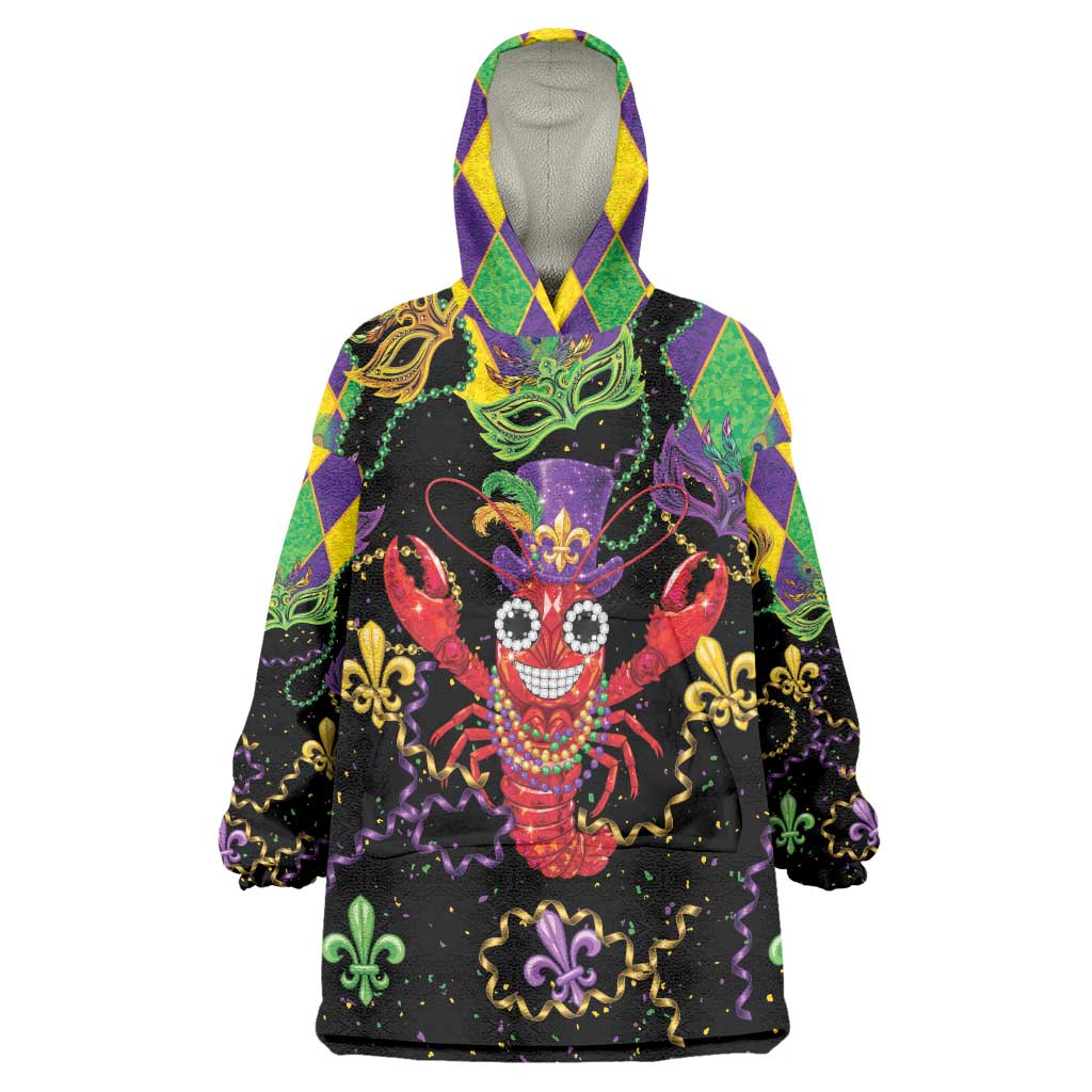Mardi Gras Crawfish Wearable Blanket Hoodie On Tuesdays We Wear Beads - Wonder Print Shop
