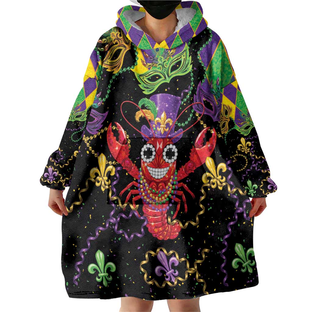 Mardi Gras Crawfish Wearable Blanket Hoodie On Tuesdays We Wear Beads - Wonder Print Shop