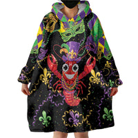 Mardi Gras Crawfish Wearable Blanket Hoodie On Tuesdays We Wear Beads - Wonder Print Shop