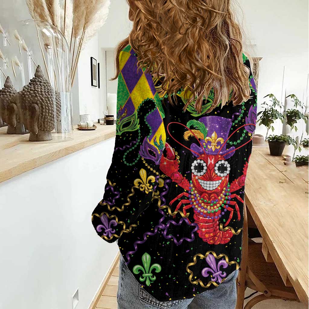Mardi Gras Crawfish Women Casual Shirt On Tuesdays We Wear Beads - Wonder Print Shop
