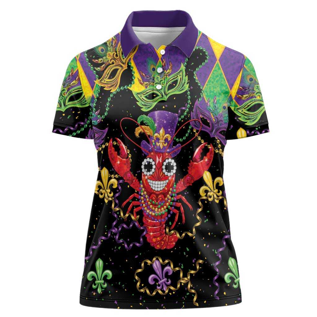 Mardi Gras Crawfish Women Polo Shirt On Tuesdays We Wear Beads - Wonder Print Shop