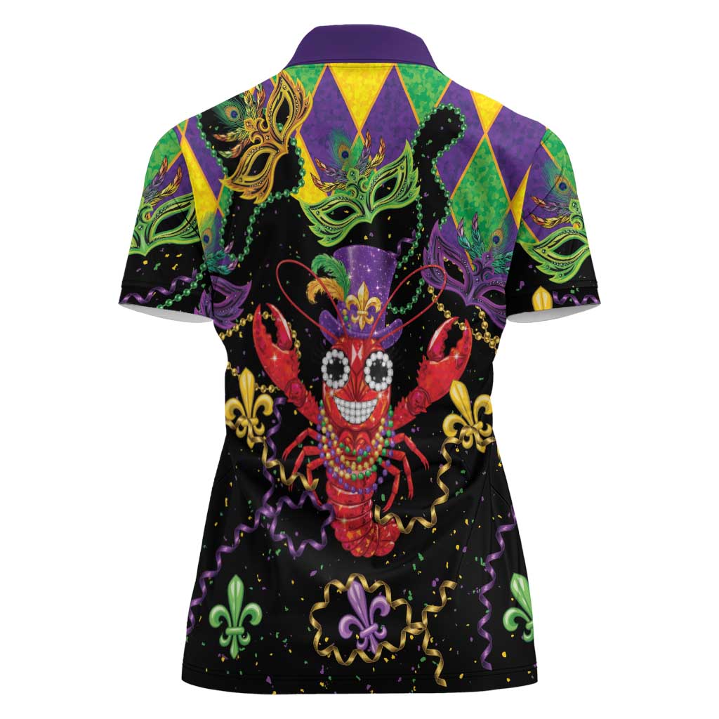 Mardi Gras Crawfish Women Polo Shirt On Tuesdays We Wear Beads - Wonder Print Shop