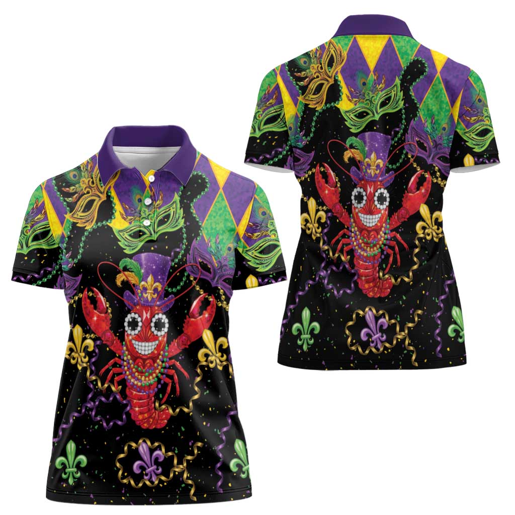 Mardi Gras Crawfish Women Polo Shirt On Tuesdays We Wear Beads - Wonder Print Shop