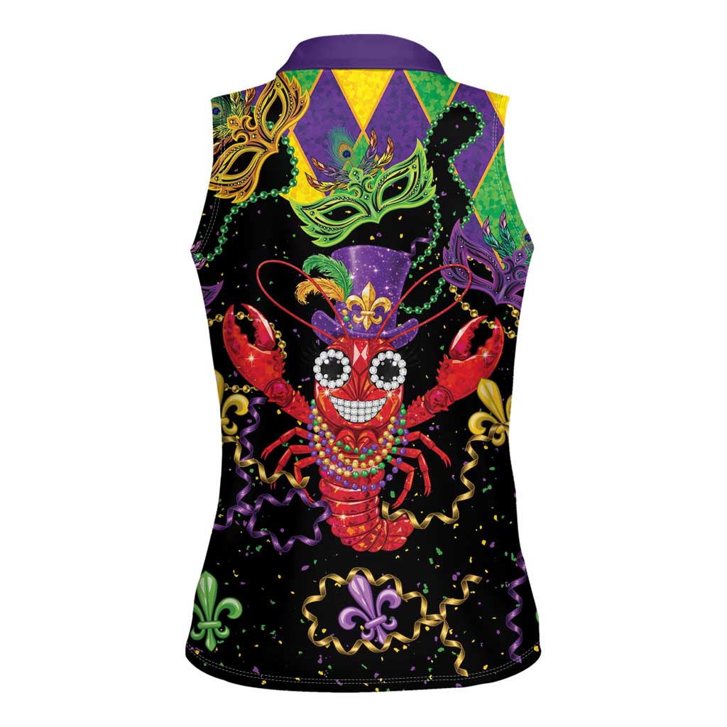 Mardi Gras Crawfish Women Sleeveless Polo Shirt On Tuesdays We Wear Beads - Wonder Print Shop