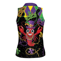 Mardi Gras Crawfish Women Sleeveless Polo Shirt On Tuesdays We Wear Beads - Wonder Print Shop