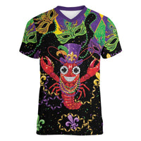 Mardi Gras Crawfish Women V-Neck T-Shirt On Tuesdays We Wear Beads - Wonder Print Shop