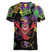 Mardi Gras Crawfish Women V-Neck T-Shirt On Tuesdays We Wear Beads - Wonder Print Shop