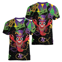 Mardi Gras Crawfish Women V-Neck T-Shirt On Tuesdays We Wear Beads - Wonder Print Shop