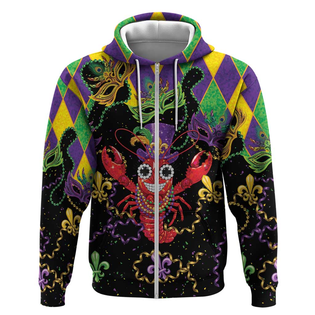 Mardi Gras Crawfish Zip Hoodie On Tuesdays We Wear Beads - Wonder Print Shop