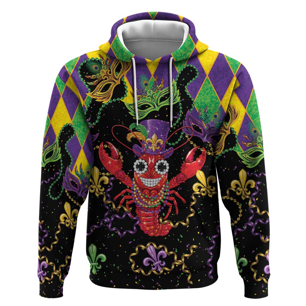 Mardi Gras Crawfish Zip Hoodie On Tuesdays We Wear Beads - Wonder Print Shop