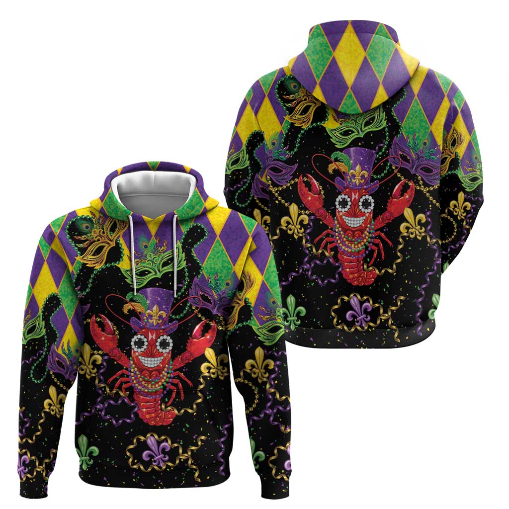 Mardi Gras Crawfish Zip Hoodie On Tuesdays We Wear Beads - Wonder Print Shop