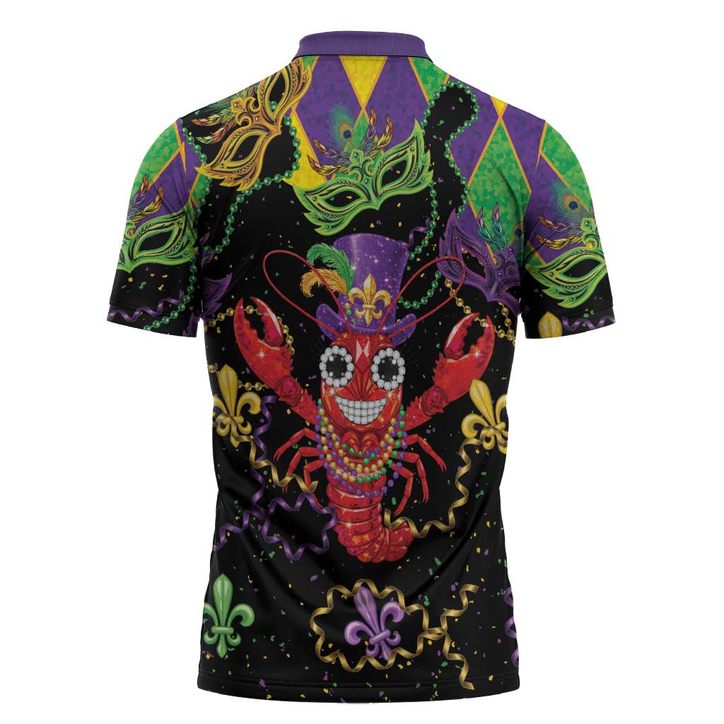 Mardi Gras Crawfish Zipper Polo Shirt On Tuesdays We Wear Beads - Wonder Print Shop