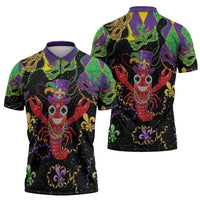 Mardi Gras Crawfish Zipper Polo Shirt On Tuesdays We Wear Beads - Wonder Print Shop