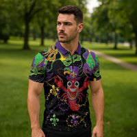 Mardi Gras Crawfish Zipper Polo Shirt On Tuesdays We Wear Beads - Wonder Print Shop