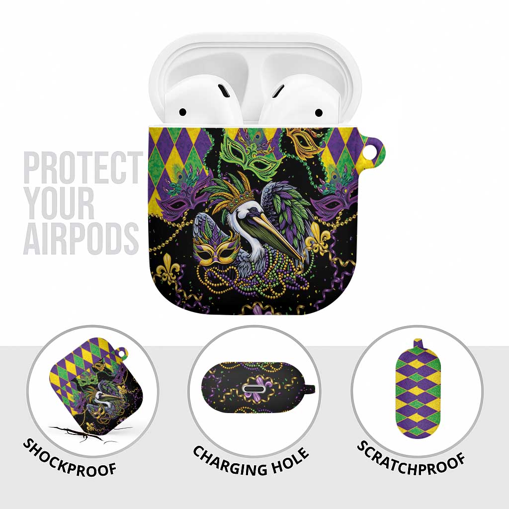 Mardi Gras Pelican AirPods Case On Tuesdays We Wear Beads - Wonder Print Shop