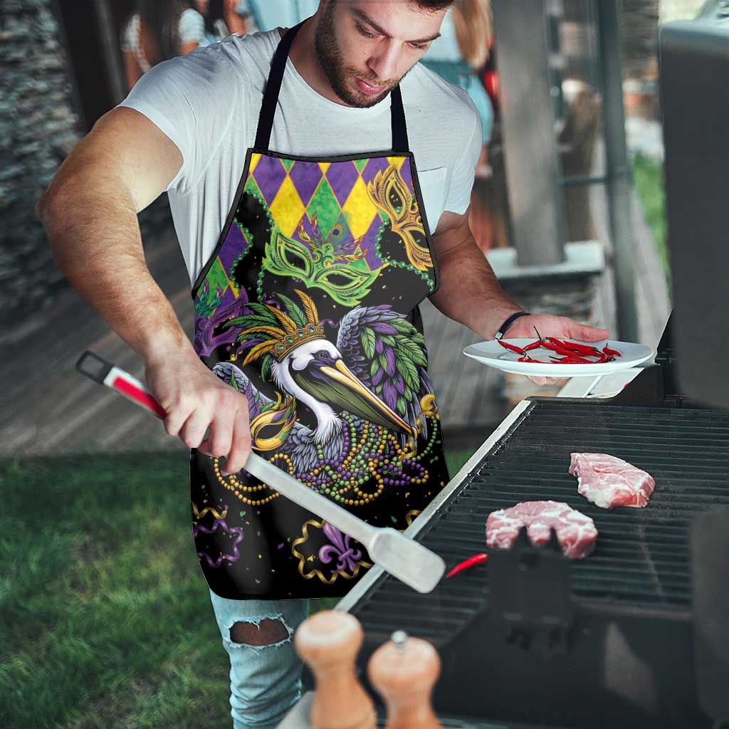 Mardi Gras Pelican Apron On Tuesdays We Wear Beads - Wonder Print Shop