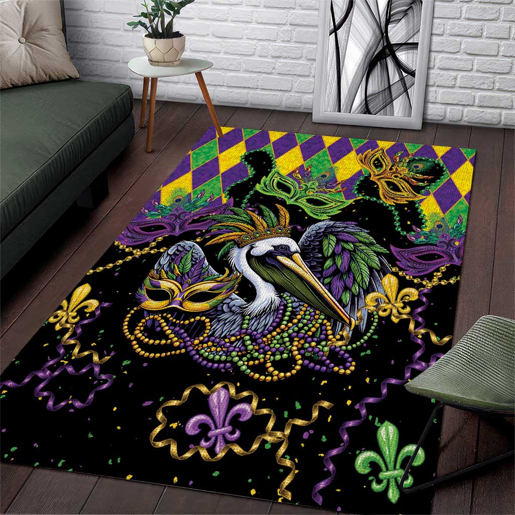 Mardi Gras Pelican Area Rug On Tuesdays We Wear Beads - Wonder Print Shop