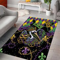 Mardi Gras Pelican Area Rug On Tuesdays We Wear Beads - Wonder Print Shop