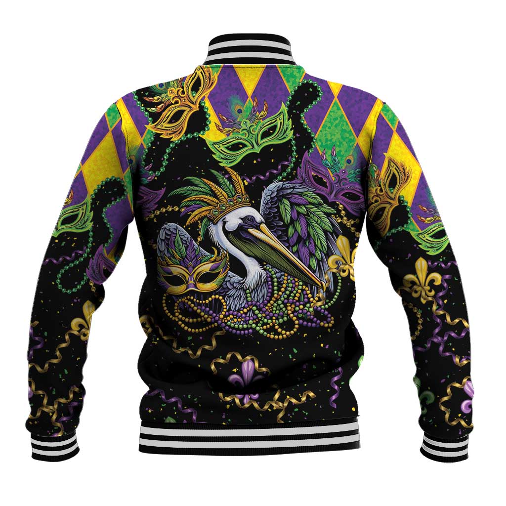 Mardi Gras Pelican Baseball Jacket On Tuesdays We Wear Beads - Wonder Print Shop