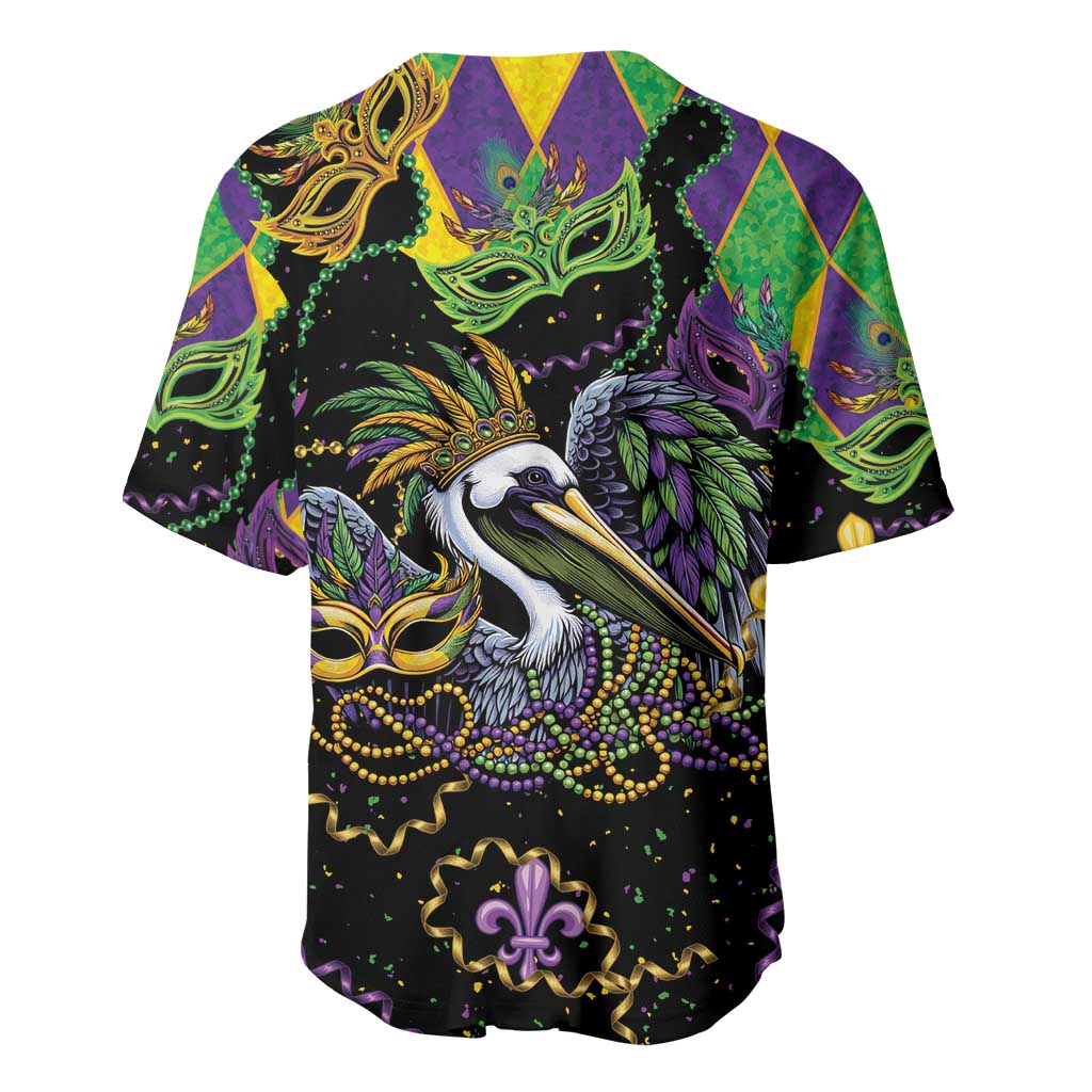 Mardi Gras Pelican Baseball Jersey On Tuesdays We Wear Beads - Wonder Print Shop