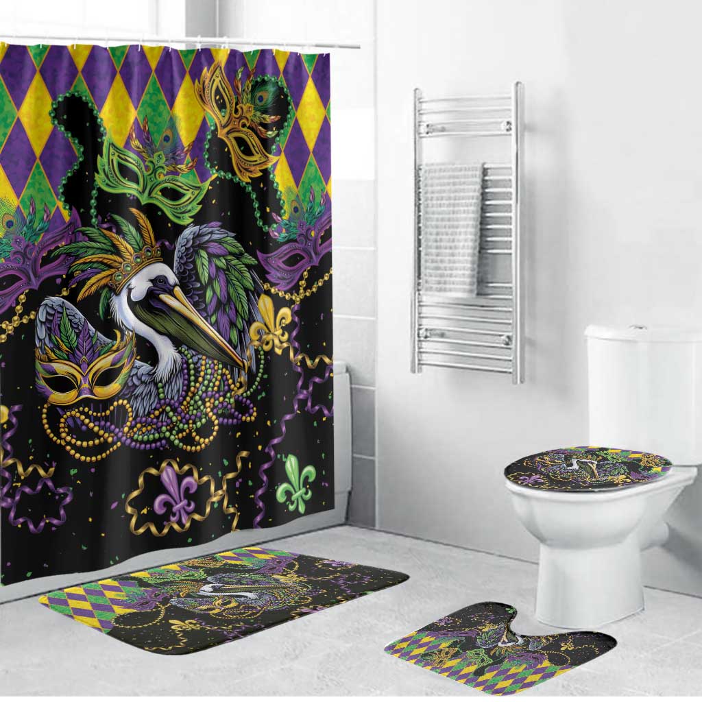 Mardi Gras Pelican Bathroom Set On Tuesdays We Wear Beads - Wonder Print Shop