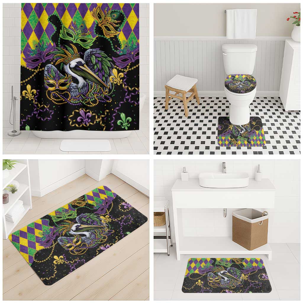 Mardi Gras Pelican Bathroom Set On Tuesdays We Wear Beads - Wonder Print Shop
