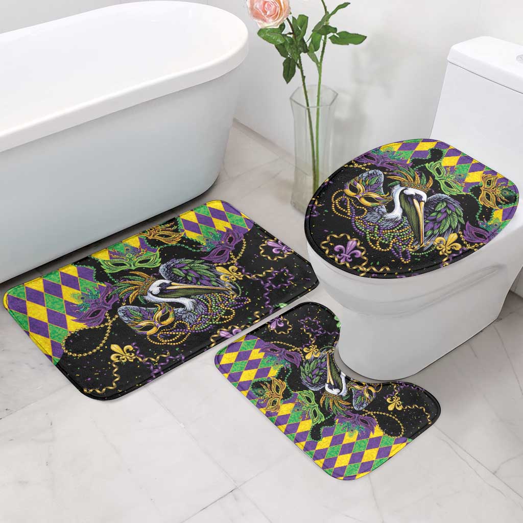 Mardi Gras Pelican Bathroom Set On Tuesdays We Wear Beads - Wonder Print Shop