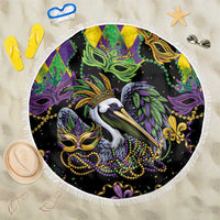 Mardi Gras Pelican Beach Blanket On Tuesdays We Wear Beads - Wonder Print Shop