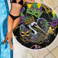 Mardi Gras Pelican Beach Blanket On Tuesdays We Wear Beads - Wonder Print Shop
