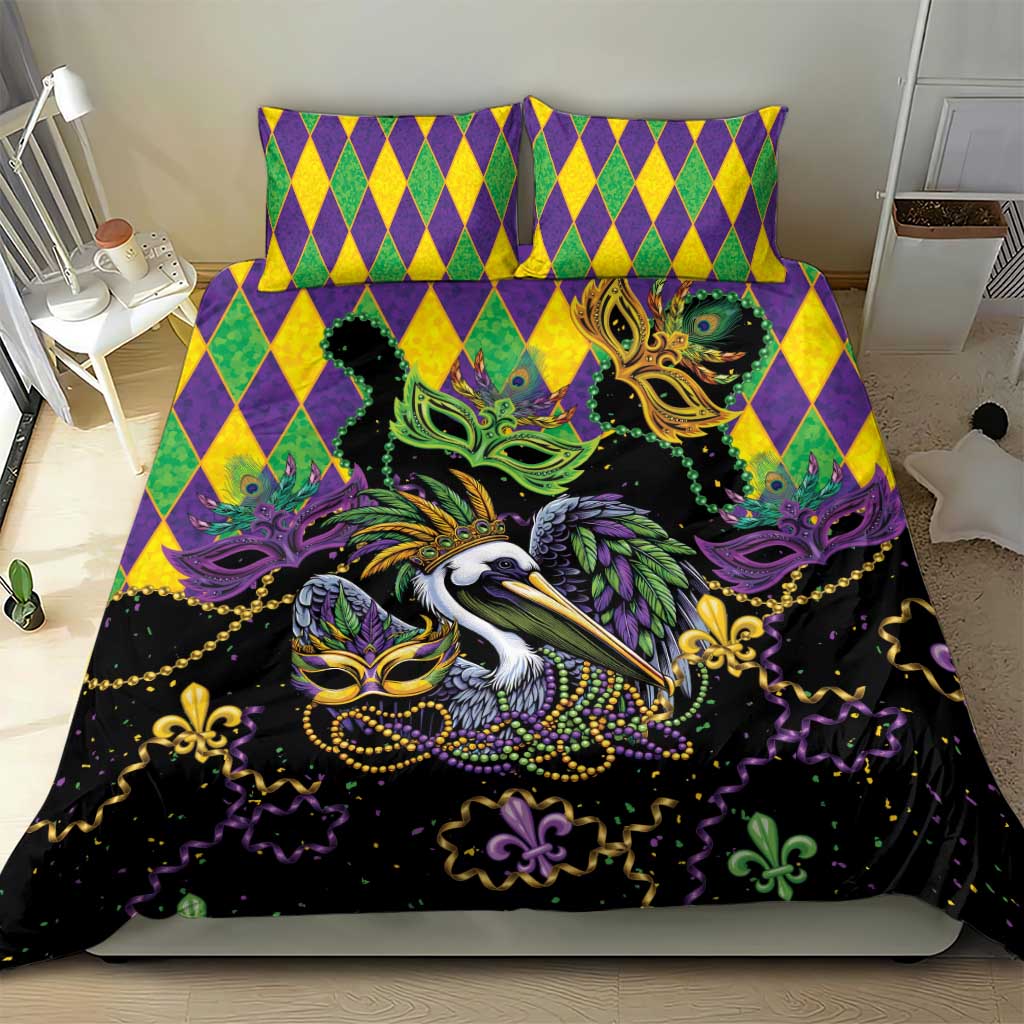 Mardi Gras Pelican Bedding Set On Tuesdays We Wear Beads - Wonder Print Shop