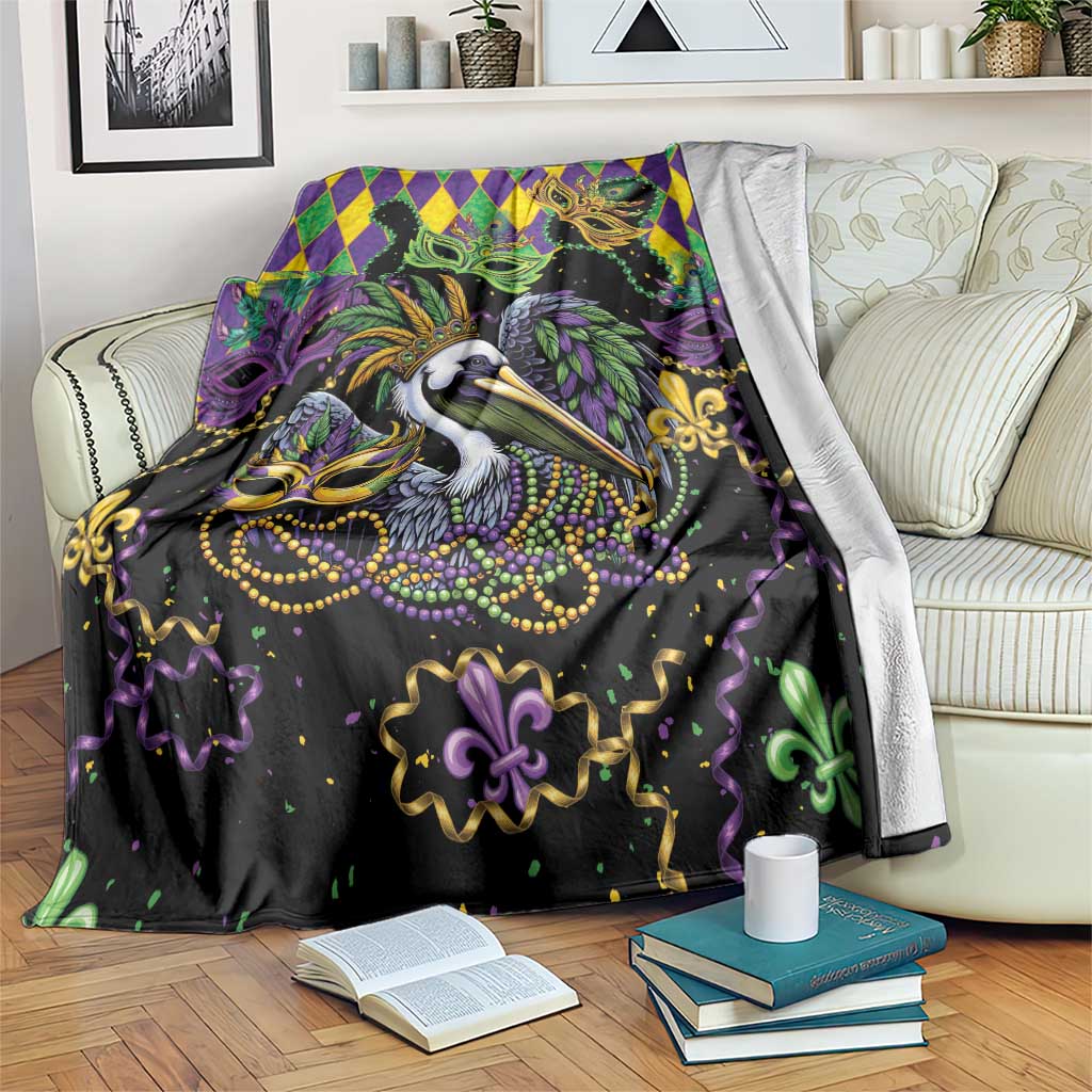 Mardi Gras Pelican Blanket On Tuesdays We Wear Beads - Wonder Print Shop