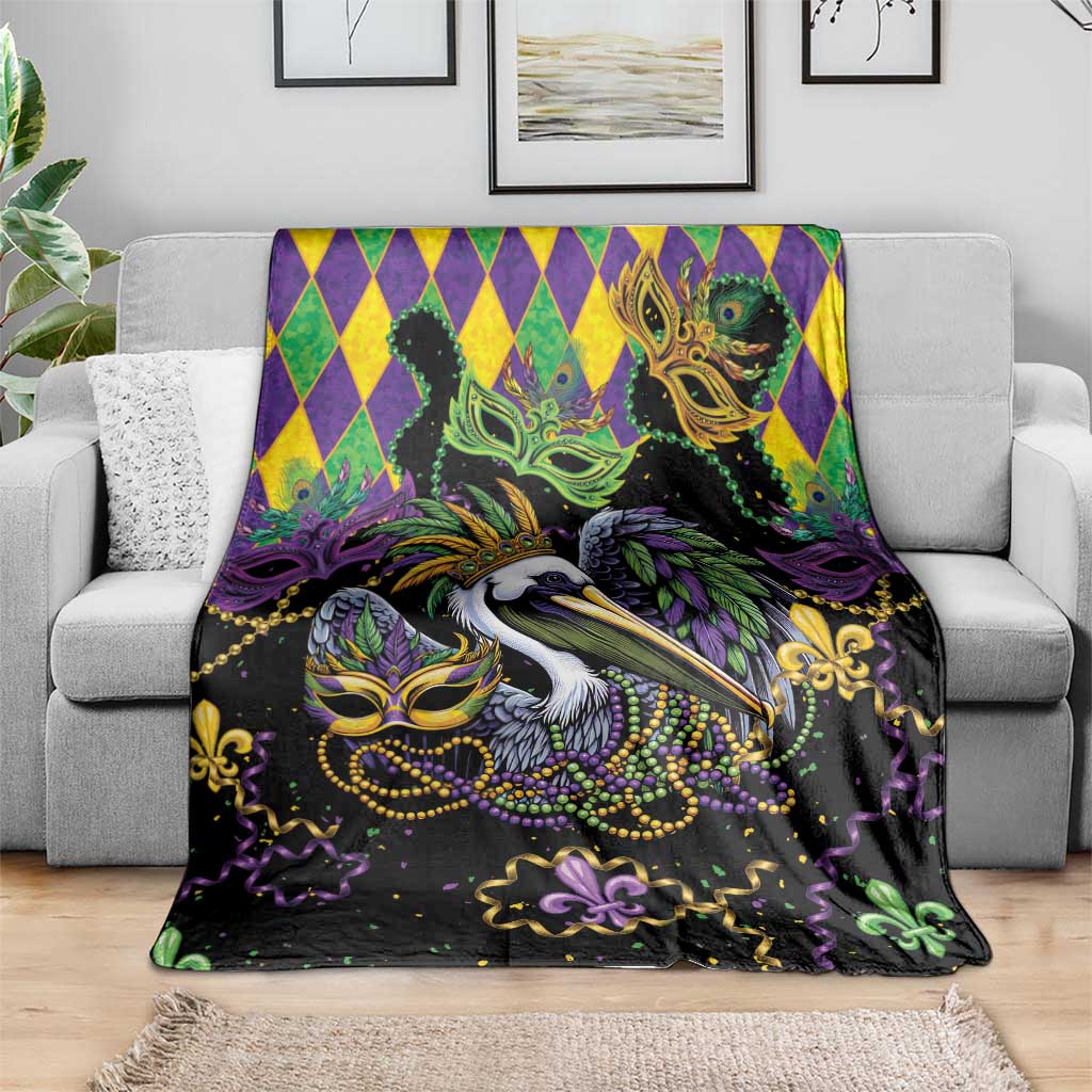 Mardi Gras Pelican Blanket On Tuesdays We Wear Beads - Wonder Print Shop